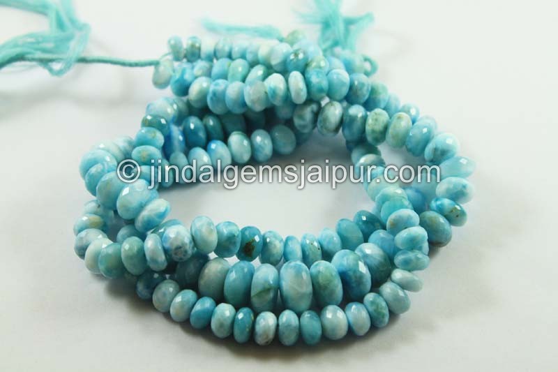 Larimar Far Faceted Roundelle Beads